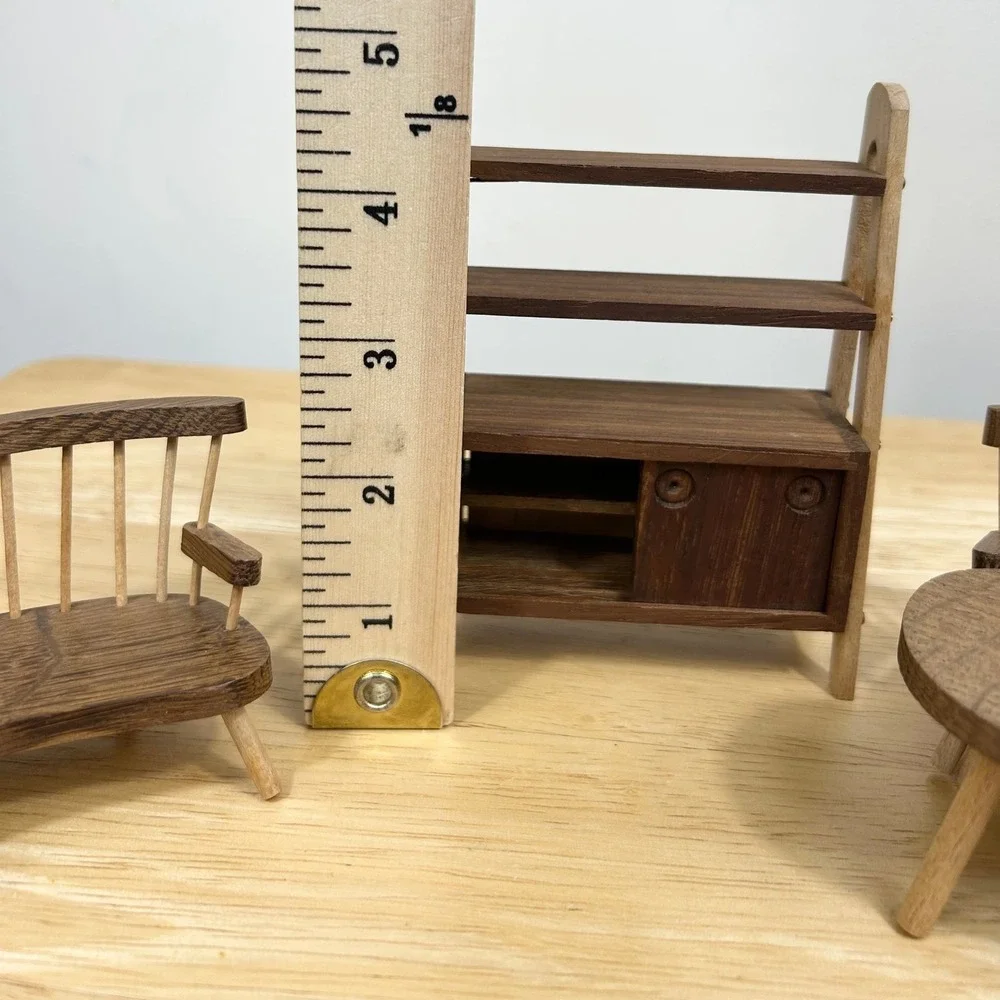 Vintage Sallingboe Denmark Miniature Wood Dollhouse Furniture Set MCM 8pc RARE‎
